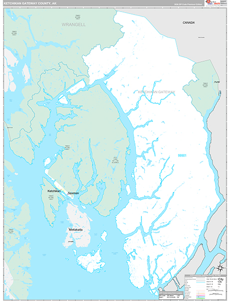 Ketchikan Gateway Borough (County), AK Carrier Route Wall Map